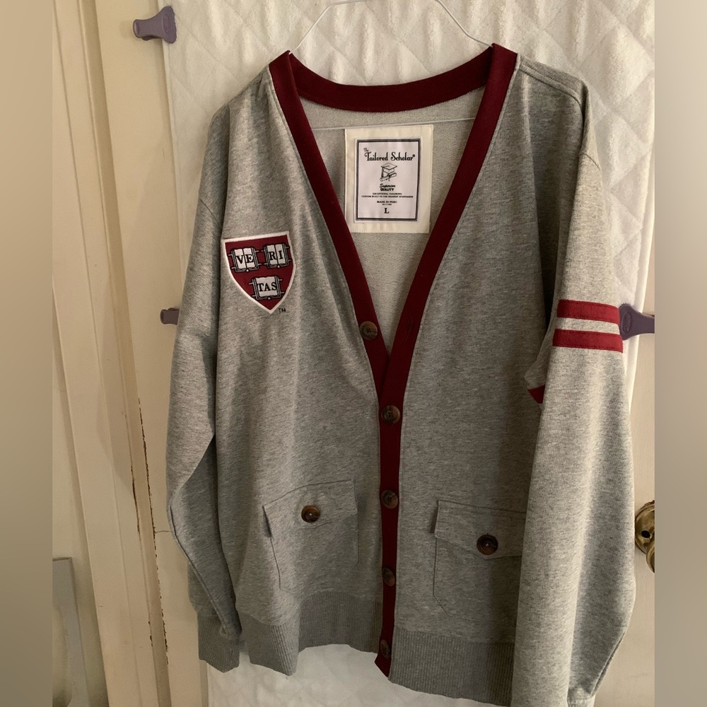 Men’s Gray and Maroon Cardigan Size Large